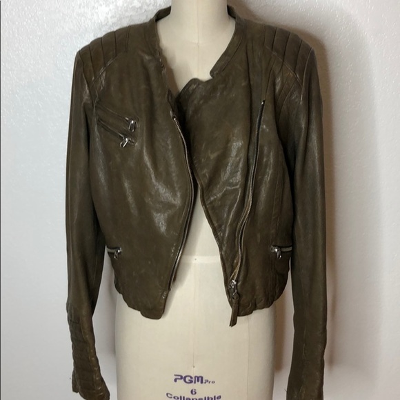 Mackage leather motorcycle distressed jacket L - Picture 7 of 8